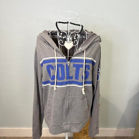 Cute Vintage y2k PINK Colts NFL gray zip up hoodie/sweatshirt - Picture 2 of 6